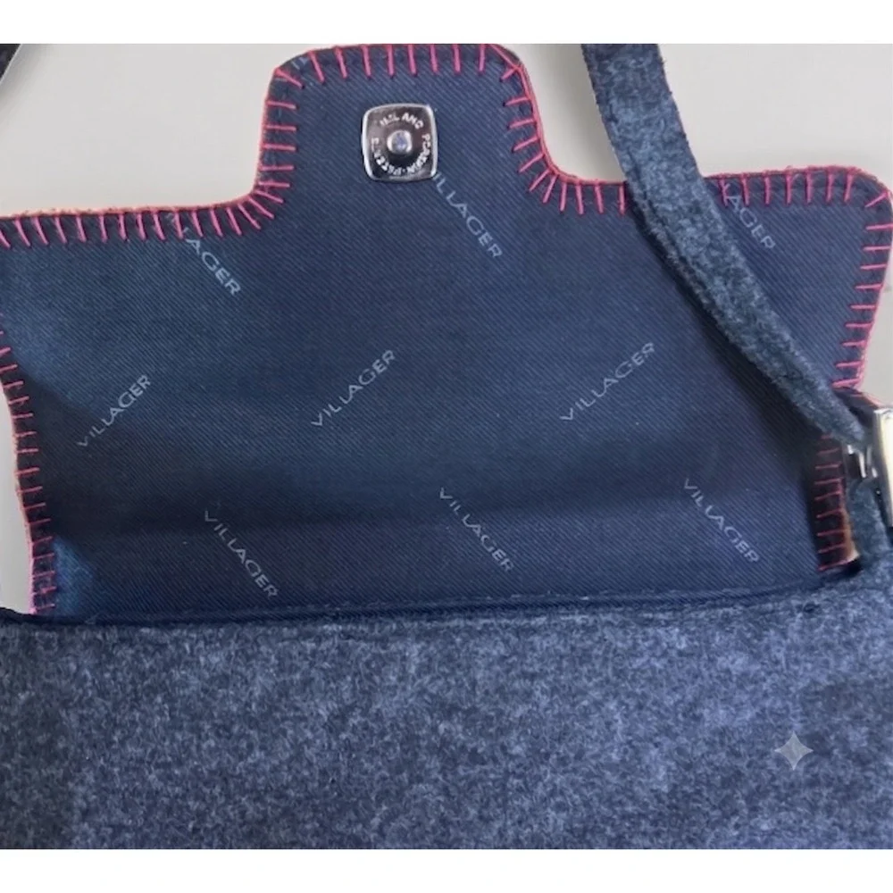 Vintage Liz Claiborne Purse Handbag. Color Gray w/ Red Stitching